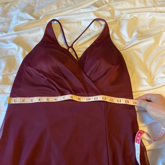 Azazie Burgundy Bridesmaid Dress - A-line with slit - custom size - Picture 13 of 16